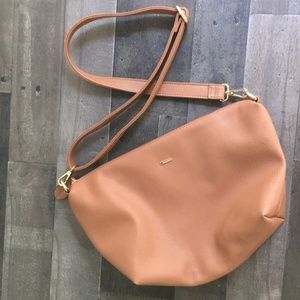 Remi/Reid cross-body purse in brown vegan leather